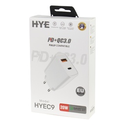 CARGADOR HYE HYEC9 DUAL USB 20W BLANCO